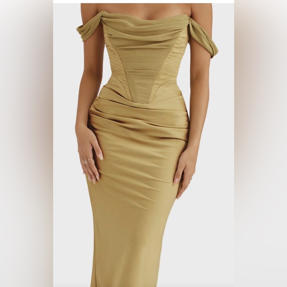 House of CB Strapless Gold Dress